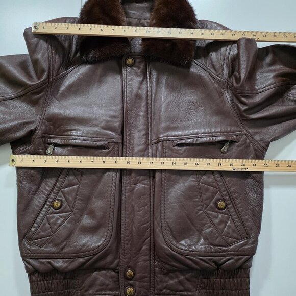Santa Barbara Polo Racquet Club Leather Jacket Men 50 Brown LS Equestrian Vtg - Picture 4 of 16
